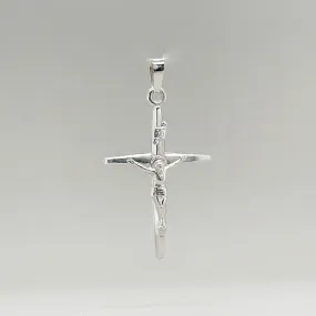 14K W Gold 28mm INRI Crucifix Pendant