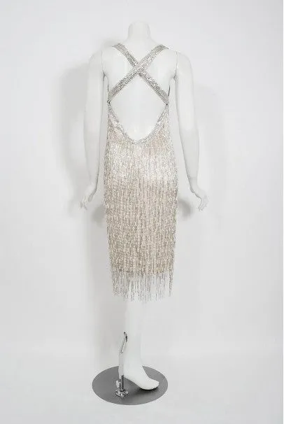 1979 Liza Minnelli Celebrity-Worn Andre Van Pier Couture Ivory Silk Beaded Dress