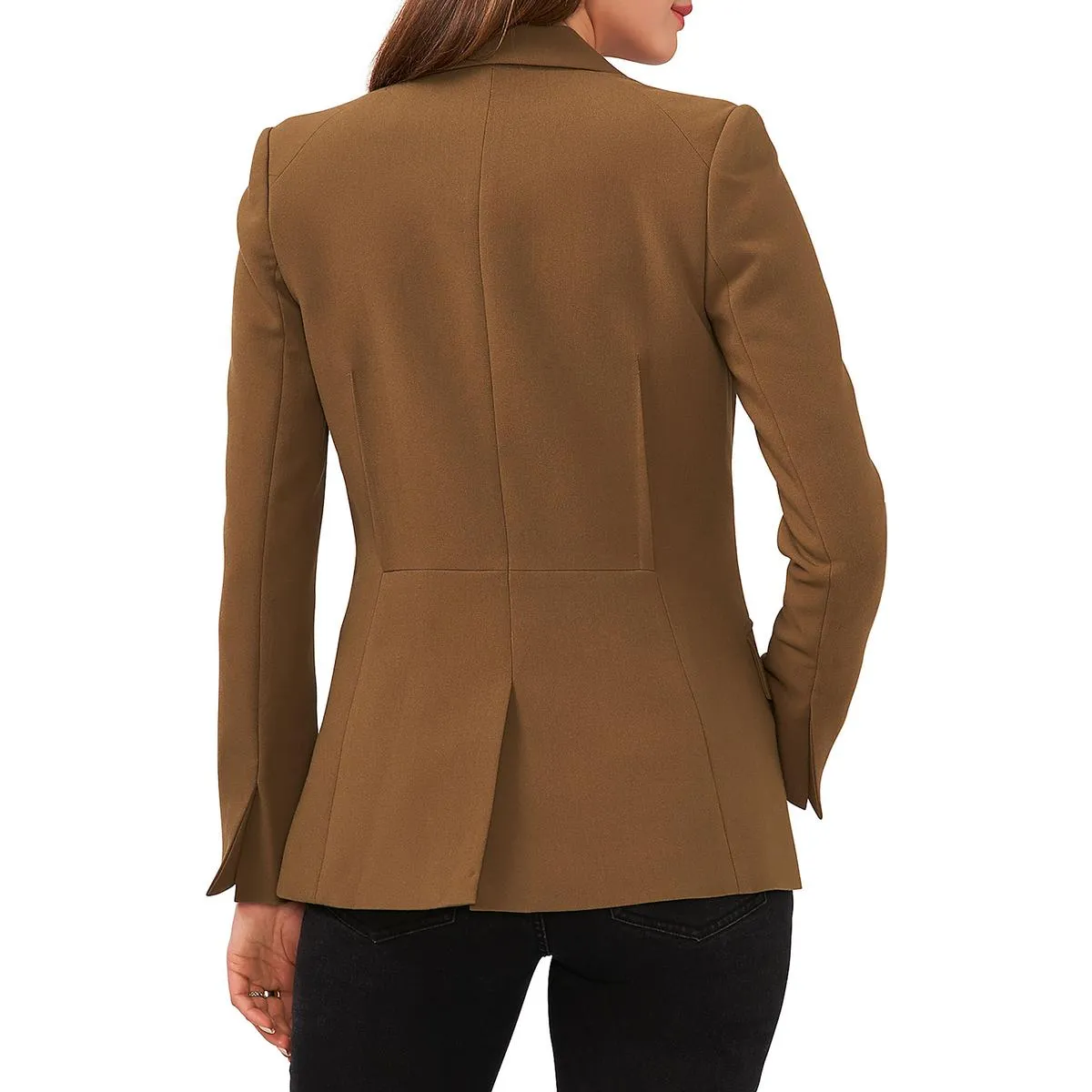 1.State Womens Shoulder Pads Long Sleeve One-Button Blazer