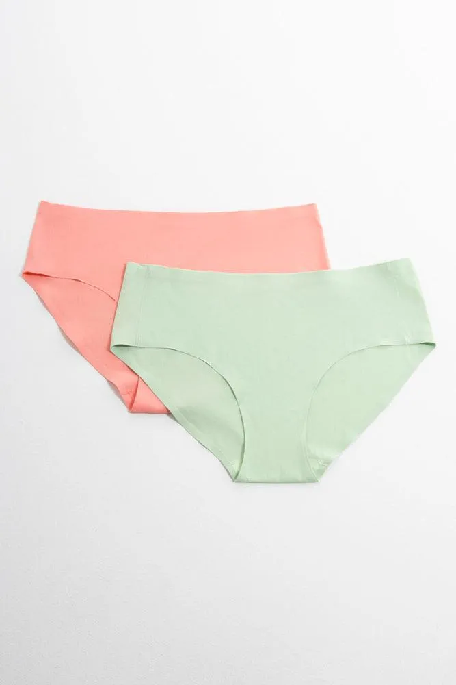 2 Pack Rib Bonded Boyleg Panties Green