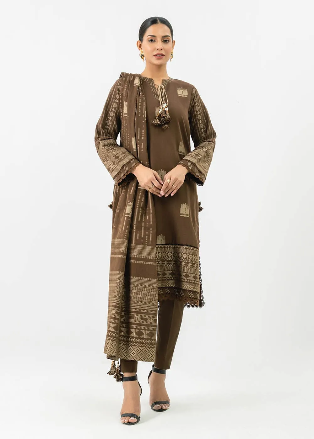 3 Pc Jacquard Suit With Jacquard Dupatta