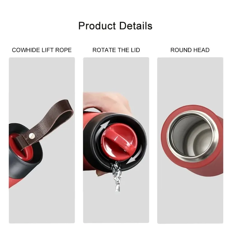 350ML Vacuum Flask Stainless Steel Thermo Bottle With Rope S4789377