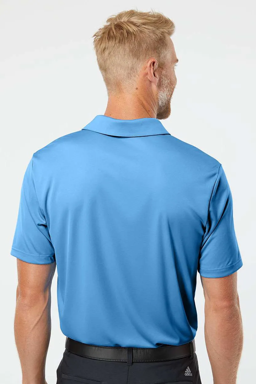 Adidas Mens 3 Stripes UPF 50  Short Sleeve Polo Shirt - Lucky Blue/White - NEW