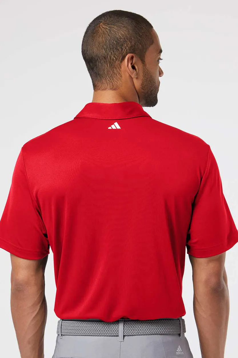 Adidas Mens Floating 3 Stripes UPF 50  Short Sleeve Polo Shirt - Team Power Red/White - NEW