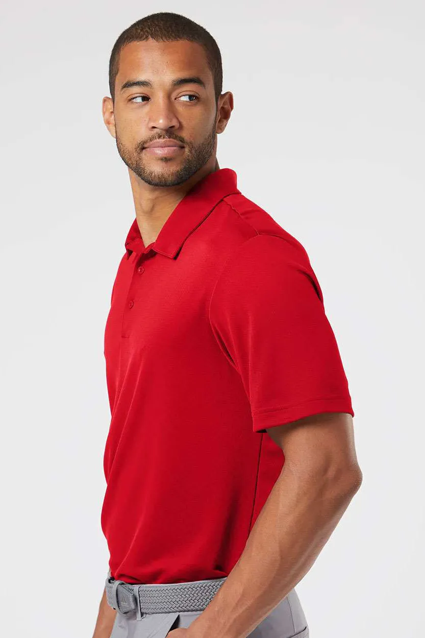 Adidas Mens Floating 3 Stripes UPF 50  Short Sleeve Polo Shirt - Team Power Red/White - NEW