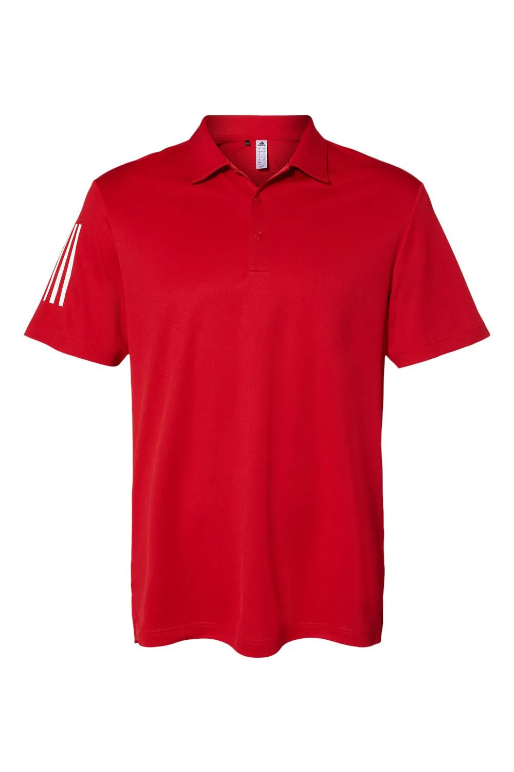 Adidas Mens Floating 3 Stripes UPF 50  Short Sleeve Polo Shirt - Team Power Red/White - NEW