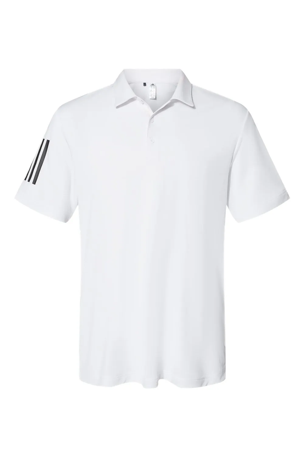 Adidas Mens Floating 3 Stripes UPF 50  Short Sleeve Polo Shirt - White/Black - NEW