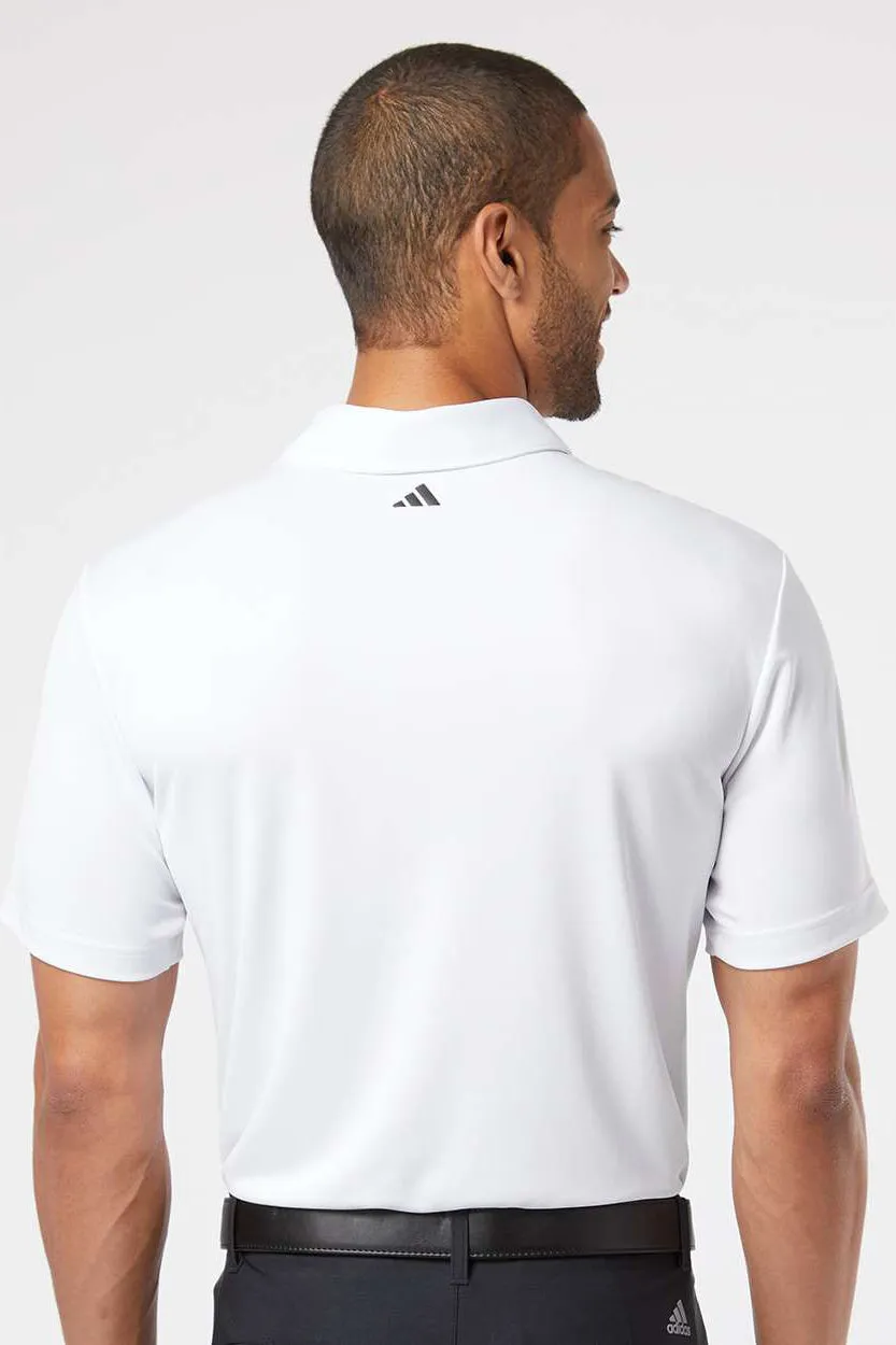 Adidas Mens Floating 3 Stripes UPF 50  Short Sleeve Polo Shirt - White/Black - NEW