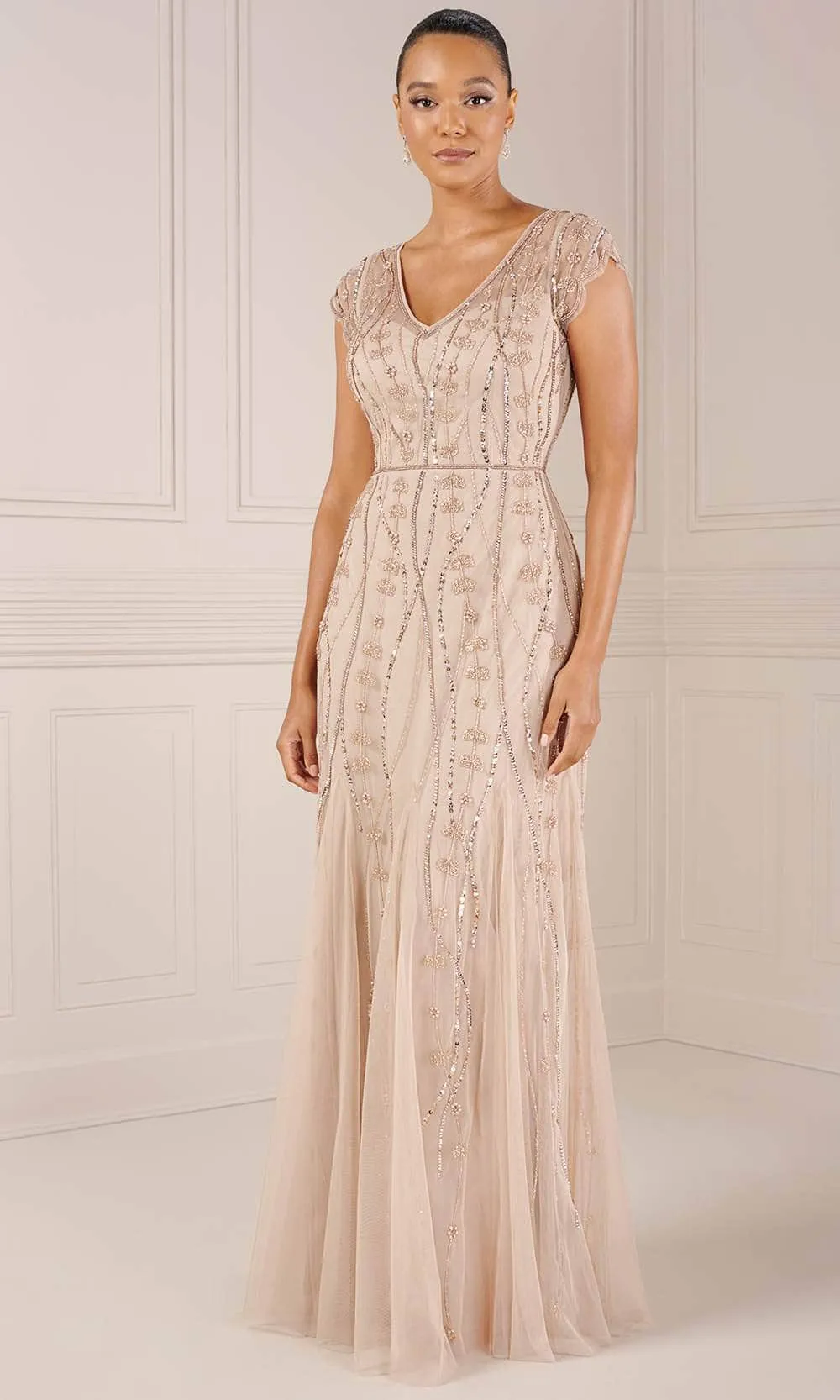 Adrianna Papell Platinum 40442 - Short Sleeve Evening Dress