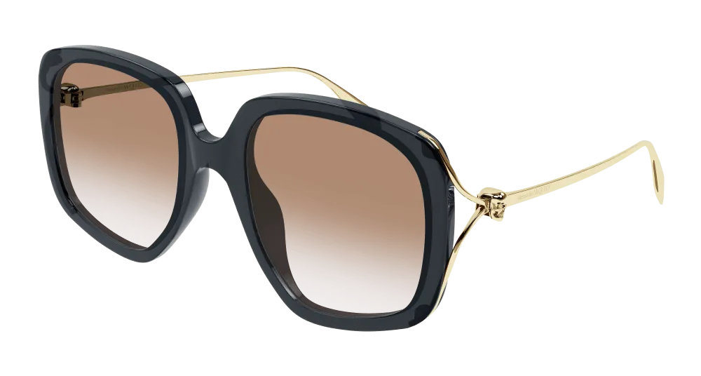 Alexander Mcqueen Sunglass Woman Grey Gold Brown AM0374S-003