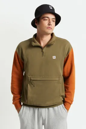 Alton 1/4 Zip Mock Neck - Military Olive/Caramel