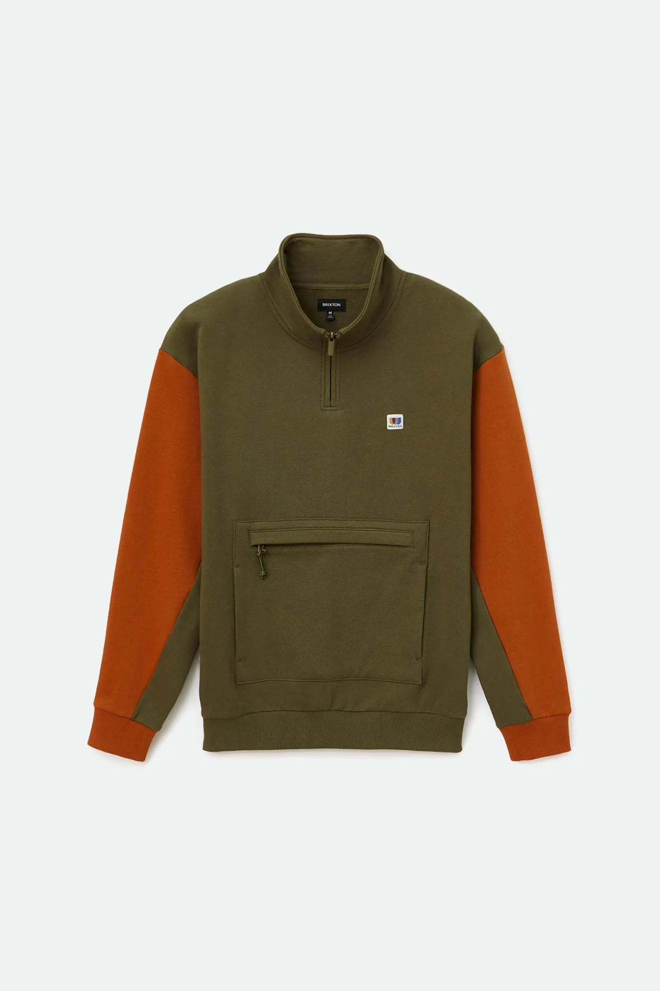 Alton 1/4 Zip Mock Neck - Military Olive/Caramel