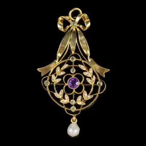 Antique Edwardian Suffragette Bow Pendant 9Ct Gold Circa 1910
