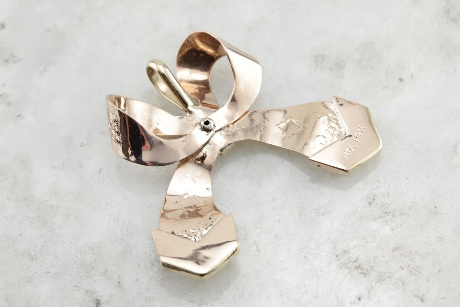 Antique Edwardian / Victorian Bridal Jewelry: Beautiful Turquoise and Rose Gold Vintage Ribbon Pendant