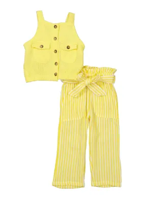 Baby Girls 12-24M Button Front Sleeveless Top and Striped Pants