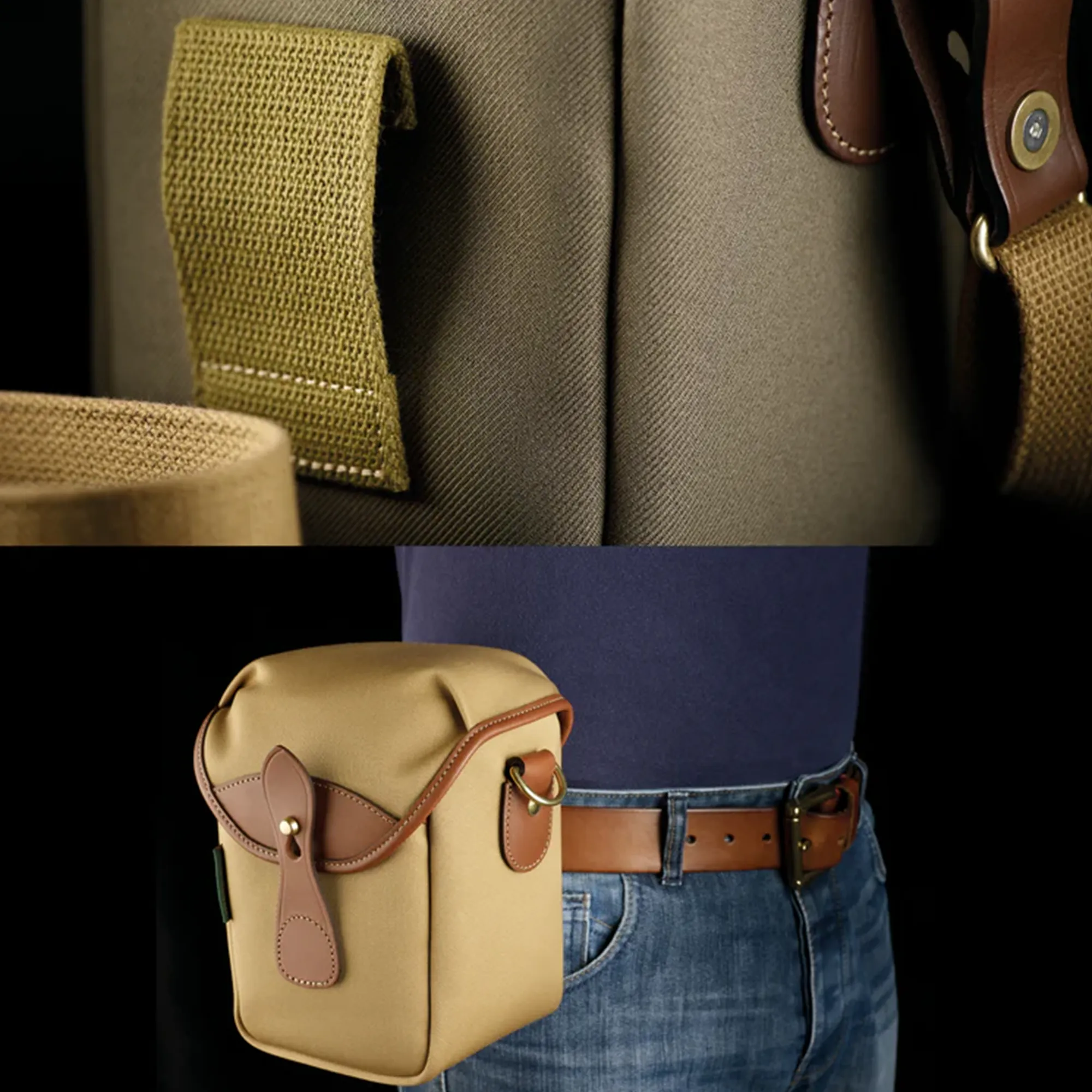 Billingham 72 Camera Bag, 1L - Black FibreNyte / Black Leather (Olive Lining)