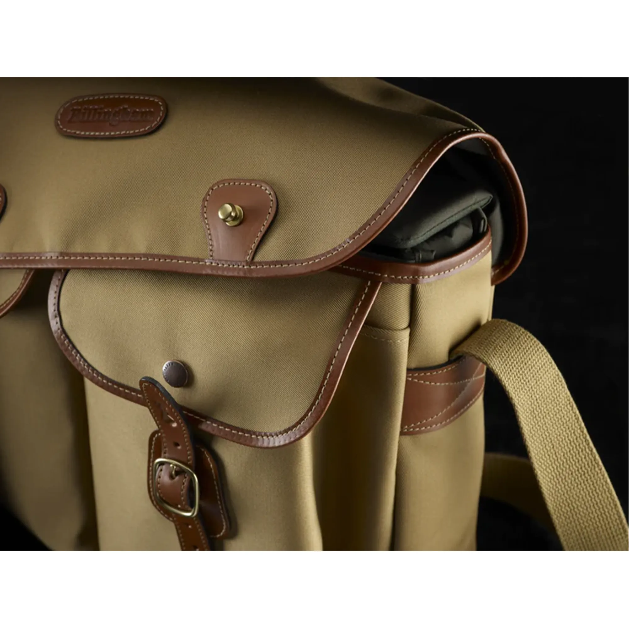 Billingham Hadley Large Shoulder Bag, 8L - Black FibreNyte / Black Leather (Olive Lining)