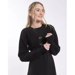 Black Toggle Cropped Sweater