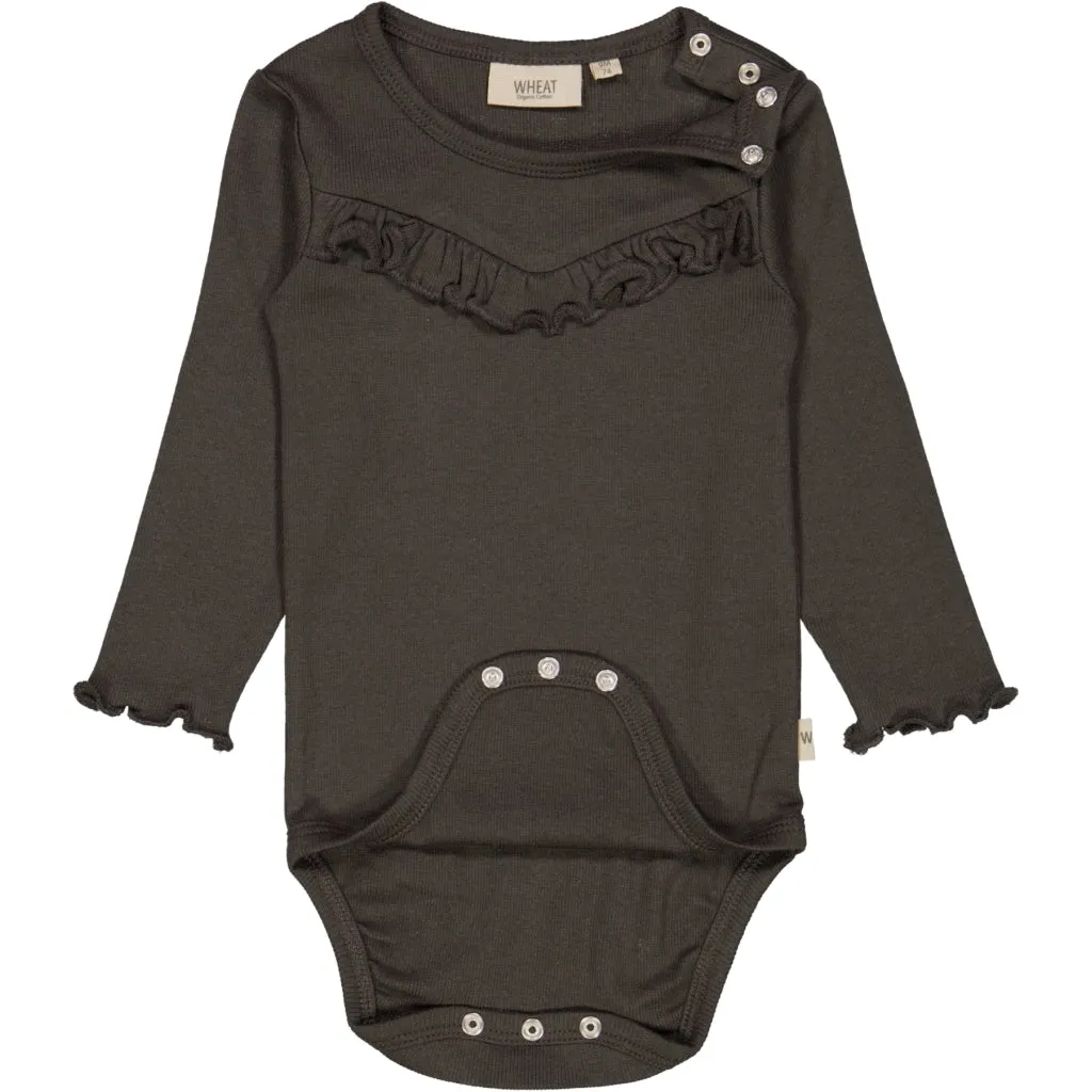 Body Rib Ruffle LS - black granite