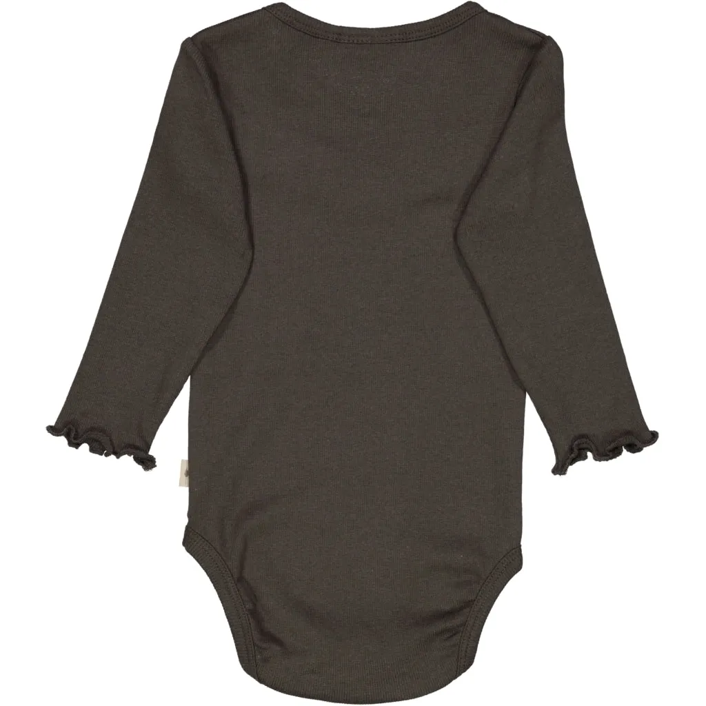 Body Rib Ruffle LS - black granite