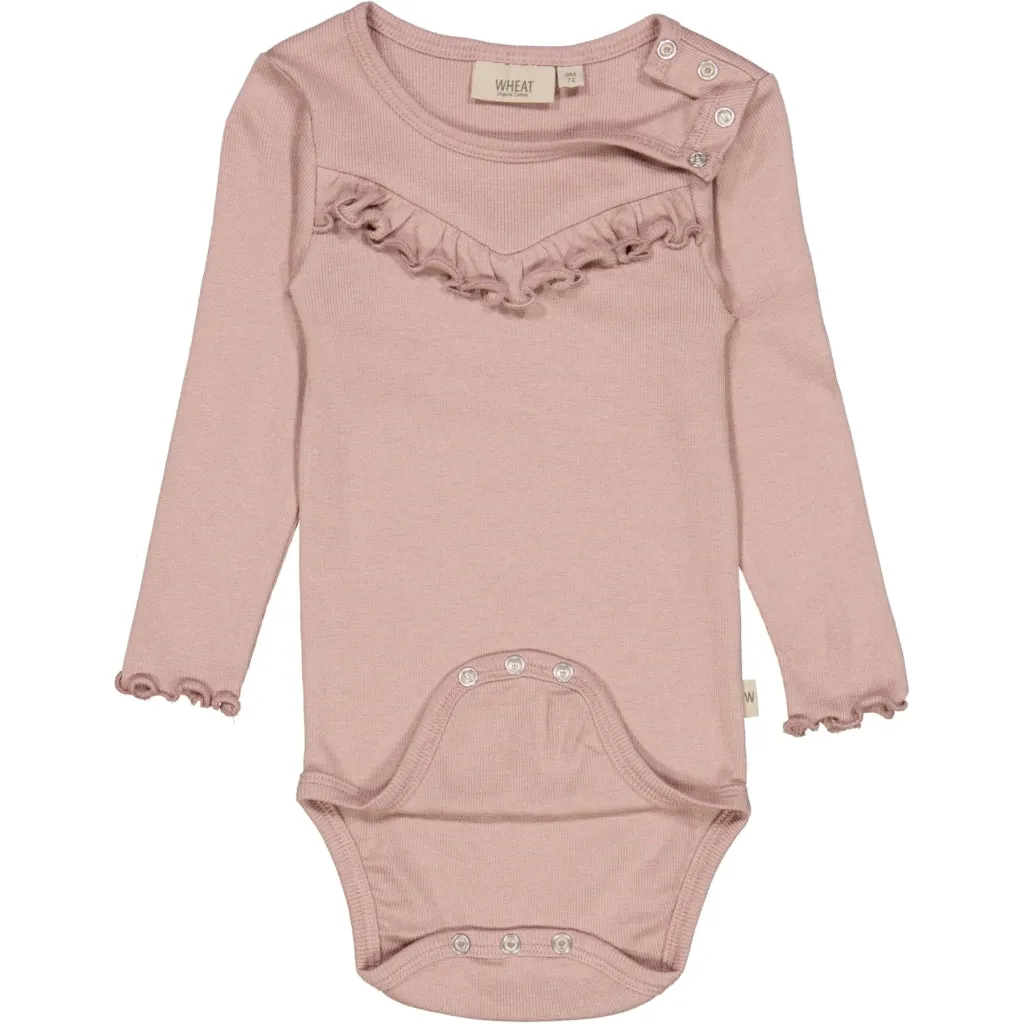Body Rib Ruffle LS - powder brown