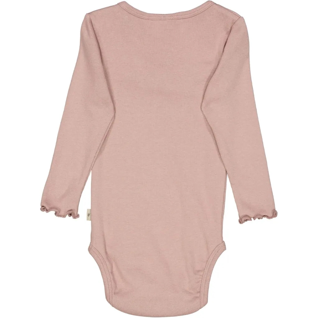 Body Rib Ruffle LS - powder brown
