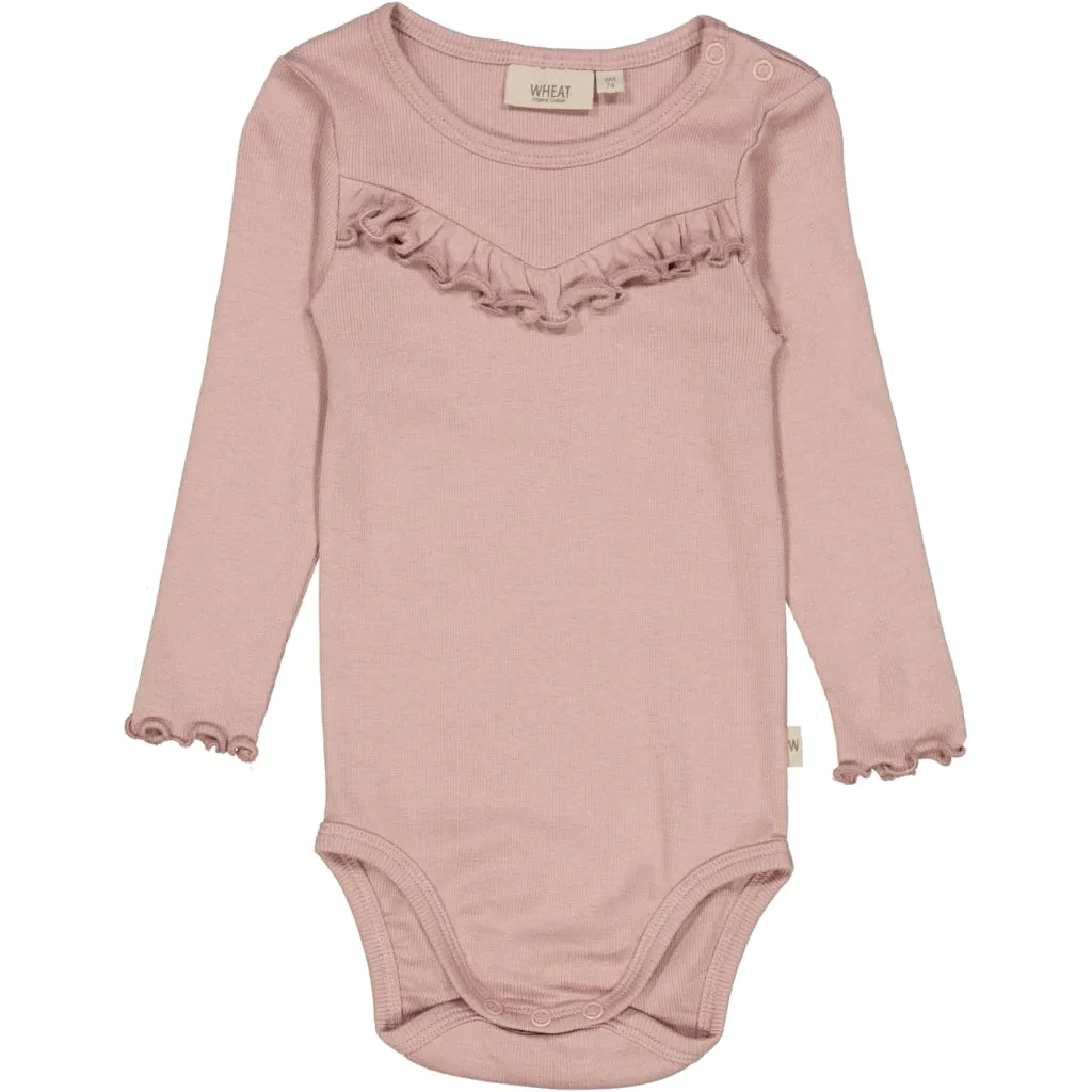 Body Rib Ruffle LS - powder brown