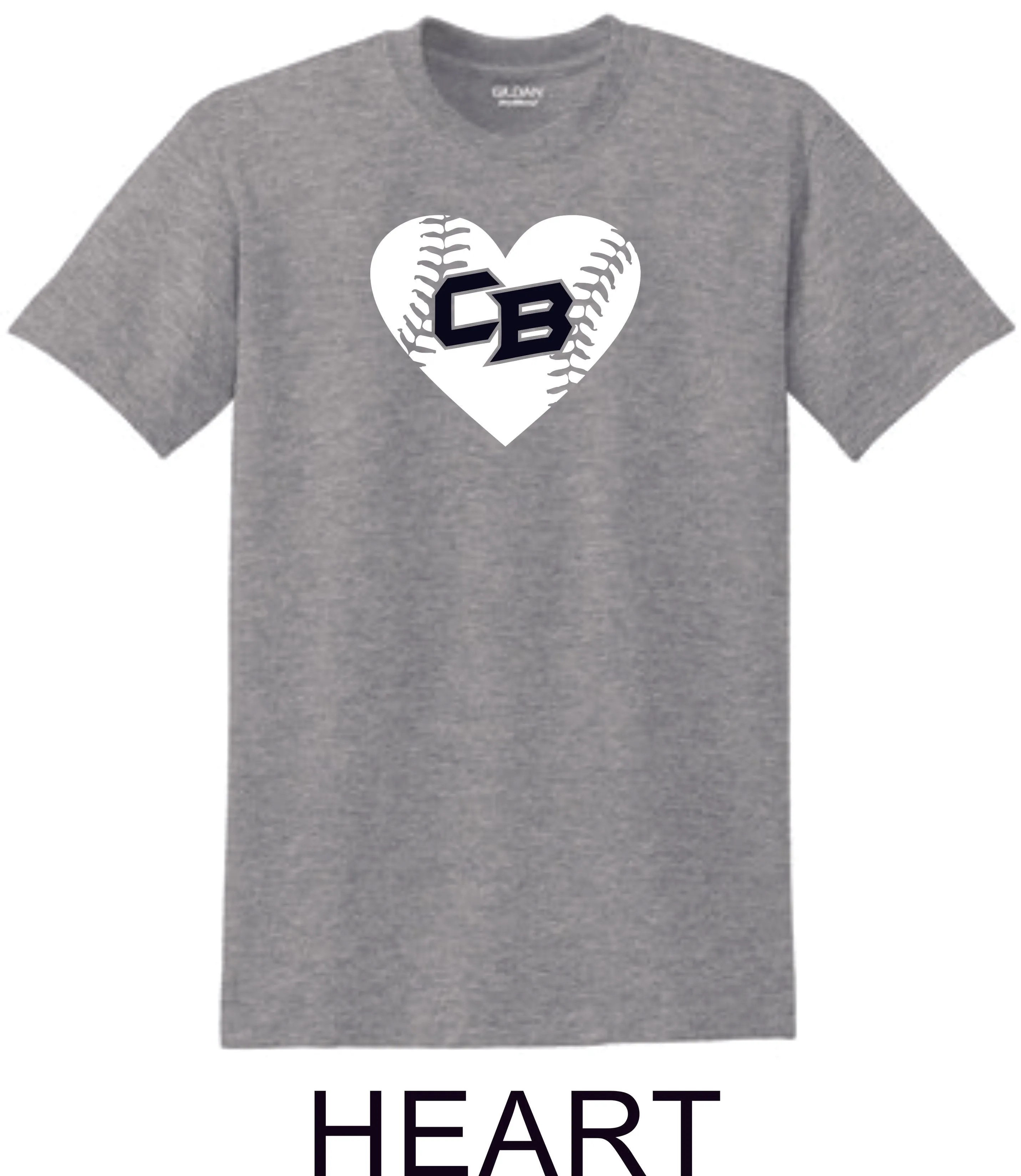CO Baseball Basic Heart Tee- Matte or Glitter