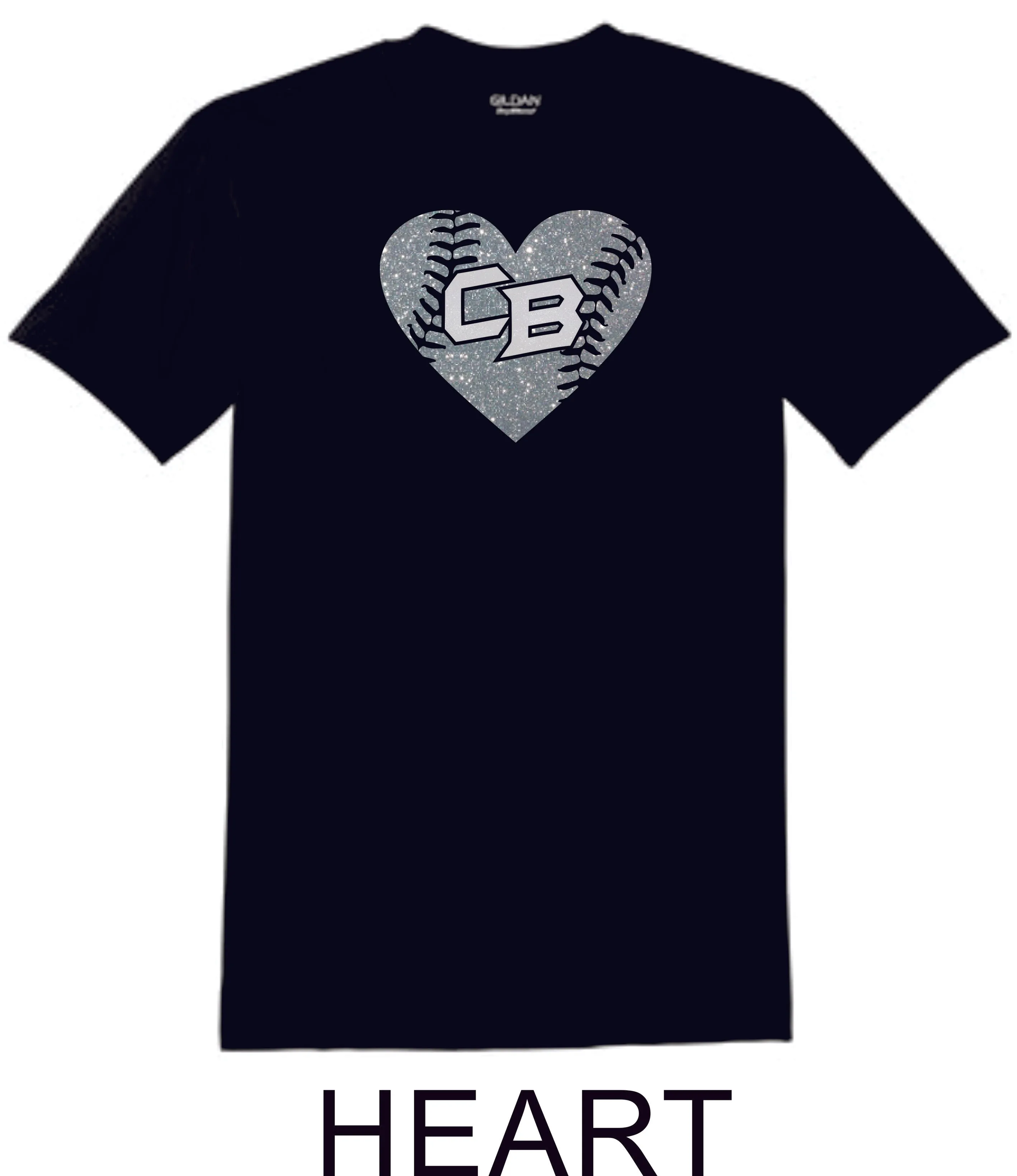 CO Baseball Basic Heart Tee- Matte or Glitter