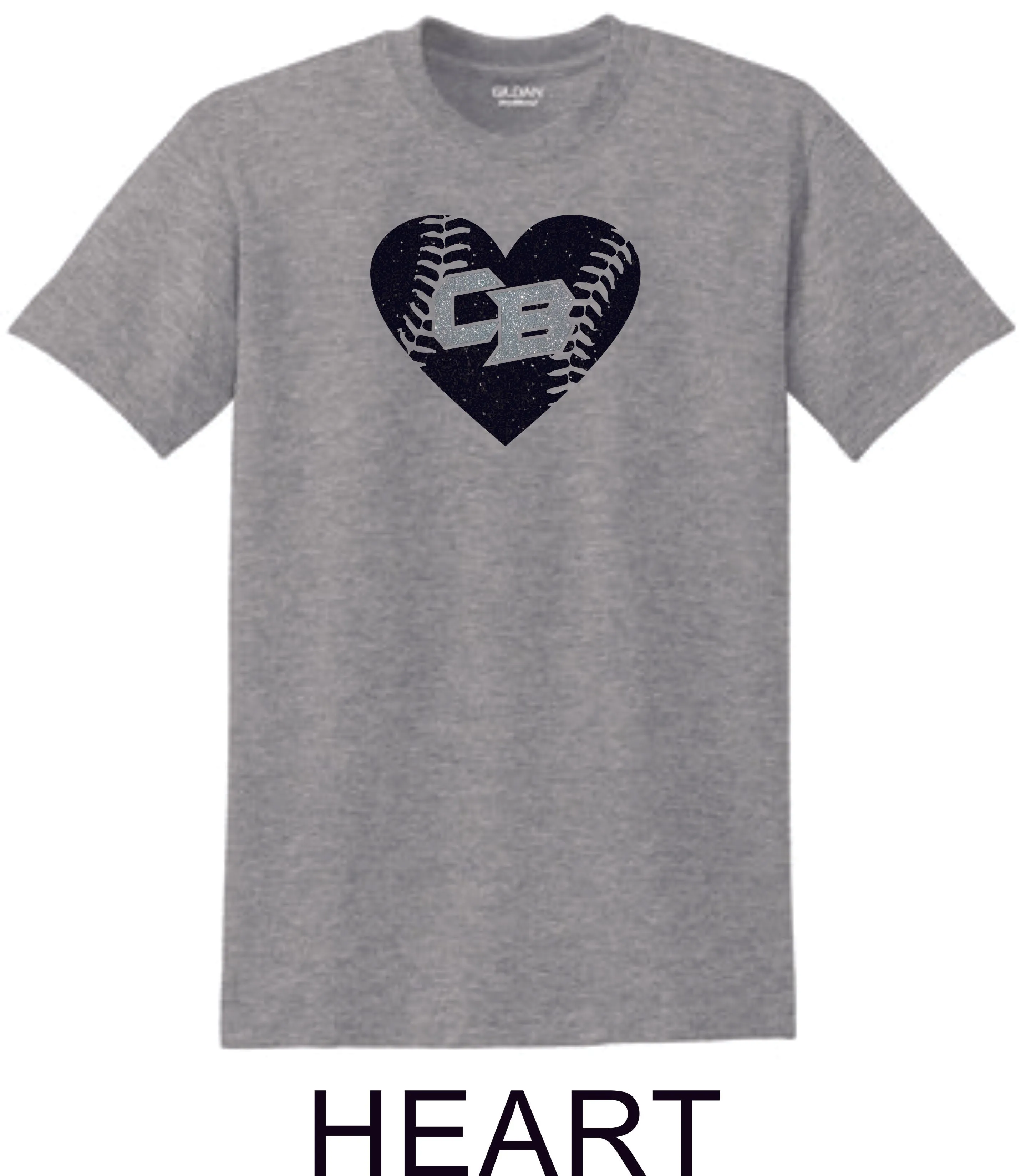 CO Baseball Basic Heart Tee- Matte or Glitter