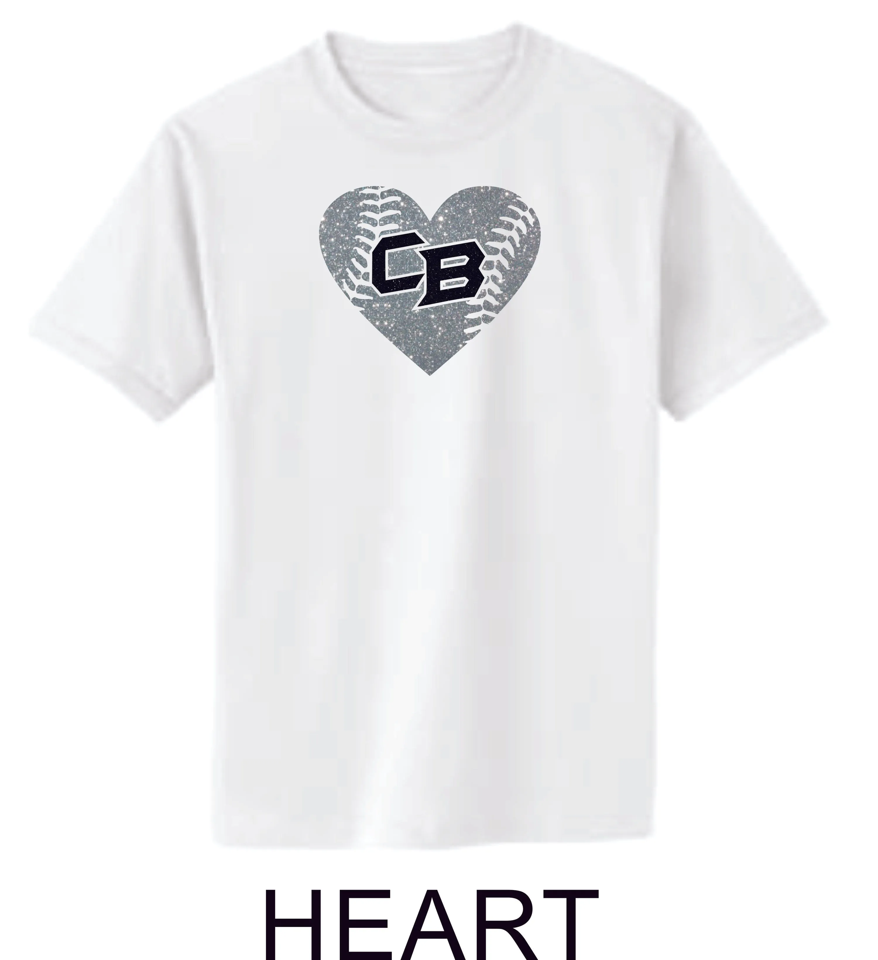 CO Baseball Basic Heart Tee- Matte or Glitter