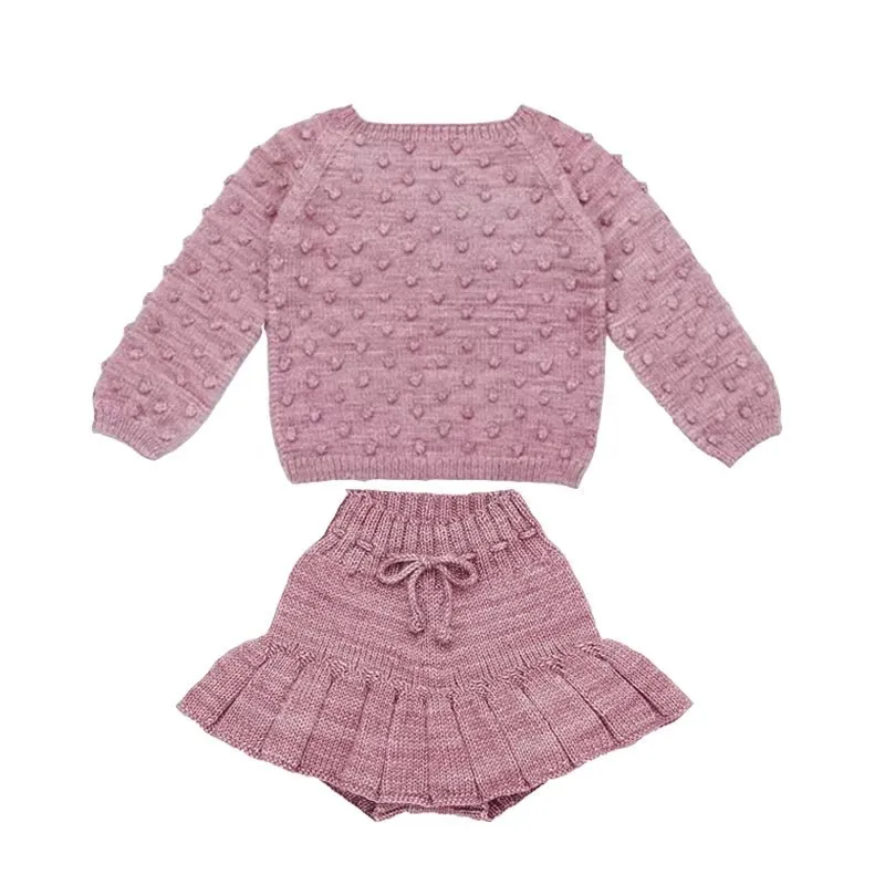 Cozy Pom Pom Knit Jumper and Skort Set