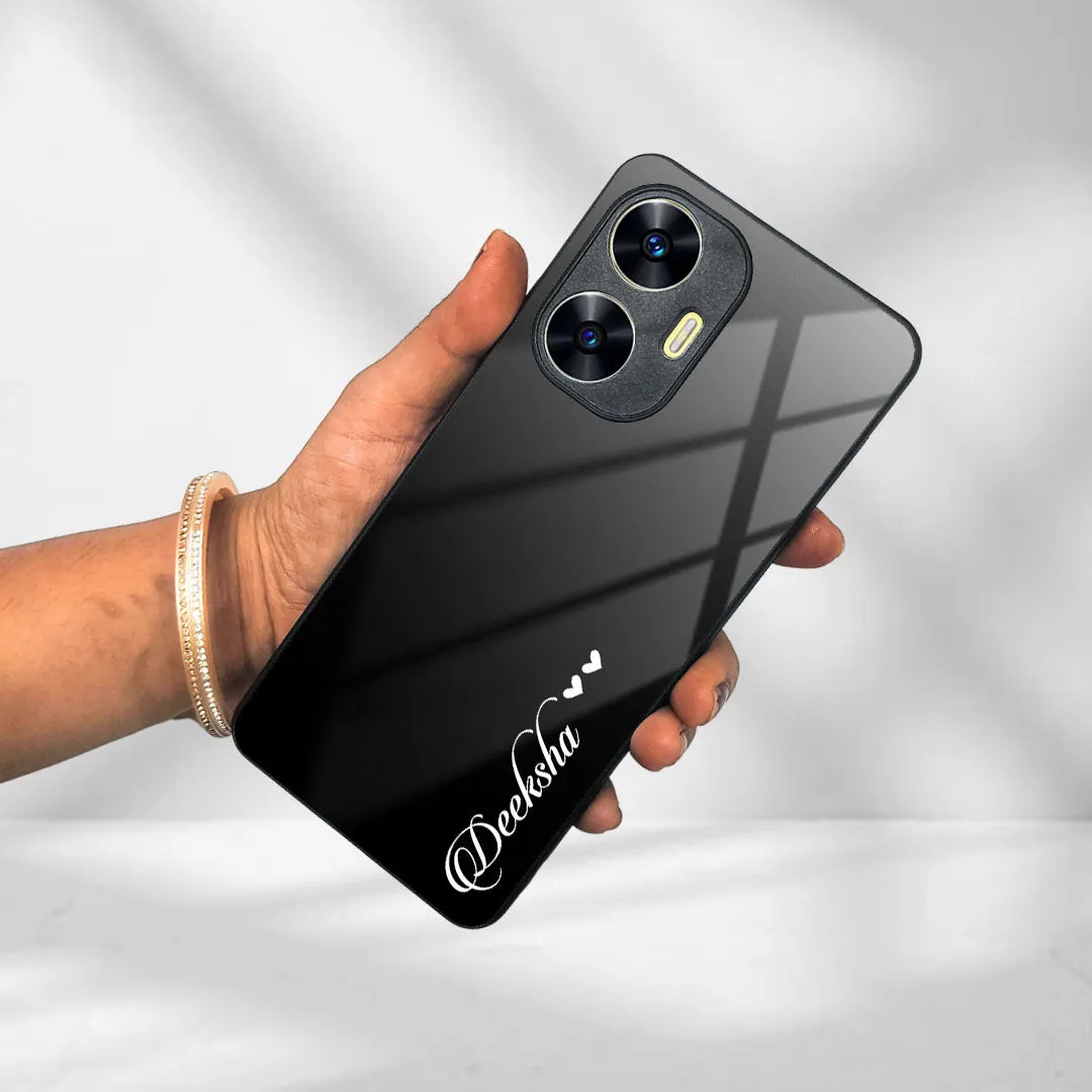 Customize Name Gradient Glass Case Cover Black For Realme/Narzo