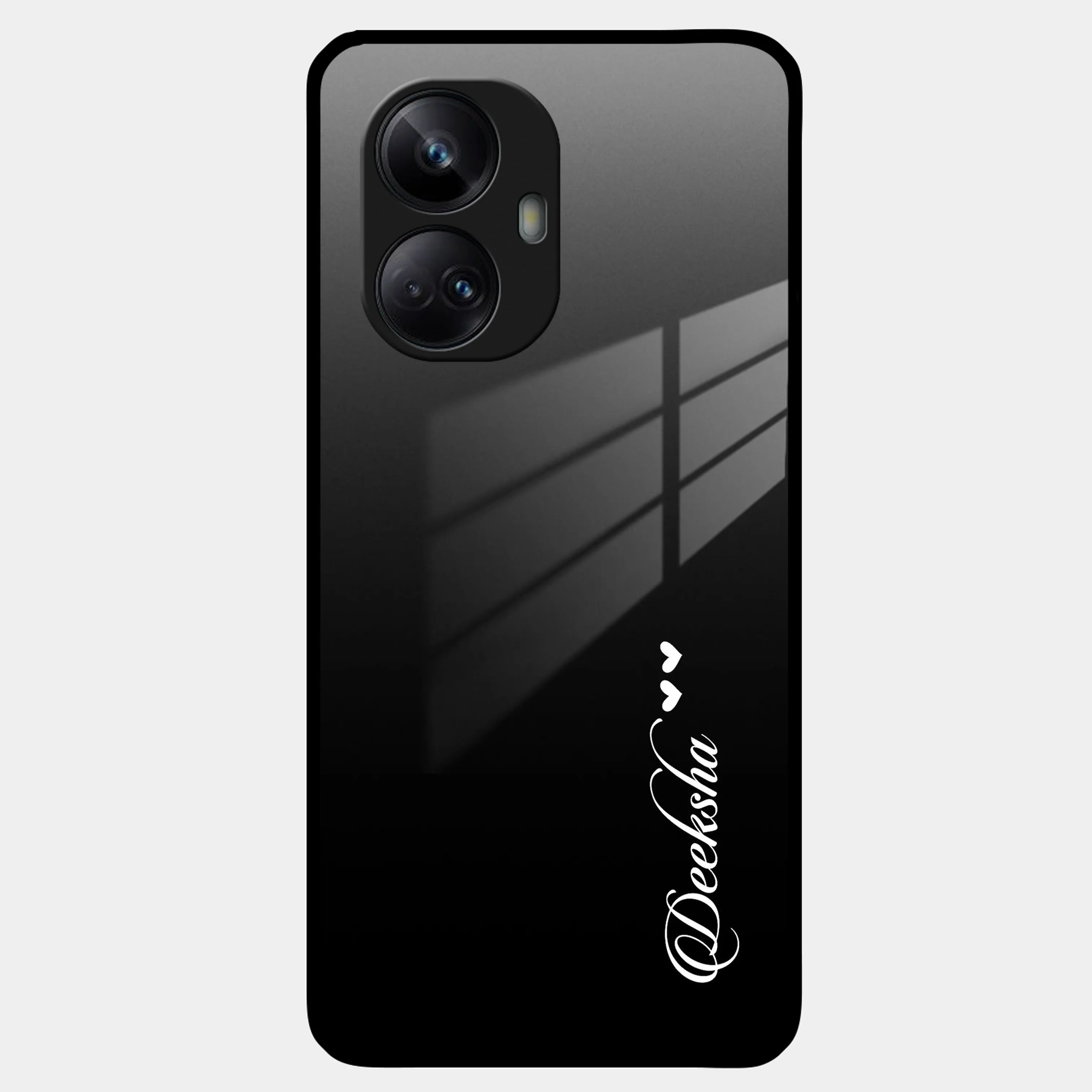 Customize Name Gradient Glass Case Cover Black For Realme/Narzo
