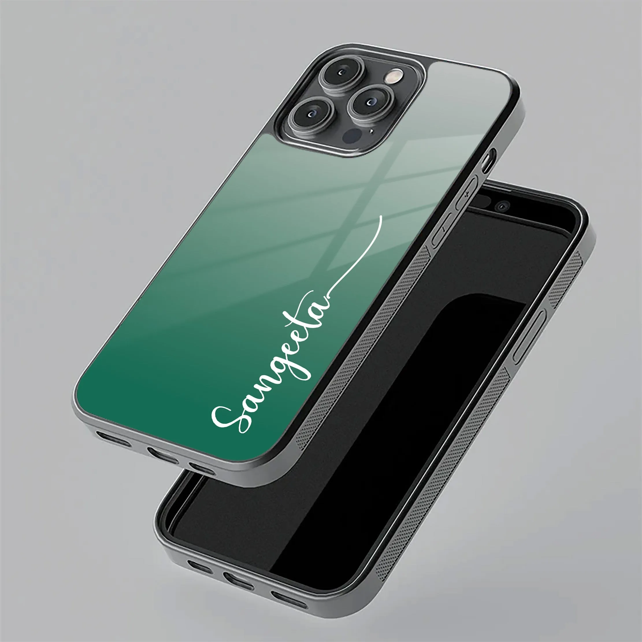 Customize Name Gradient Glass Case Cover Green For Samsung