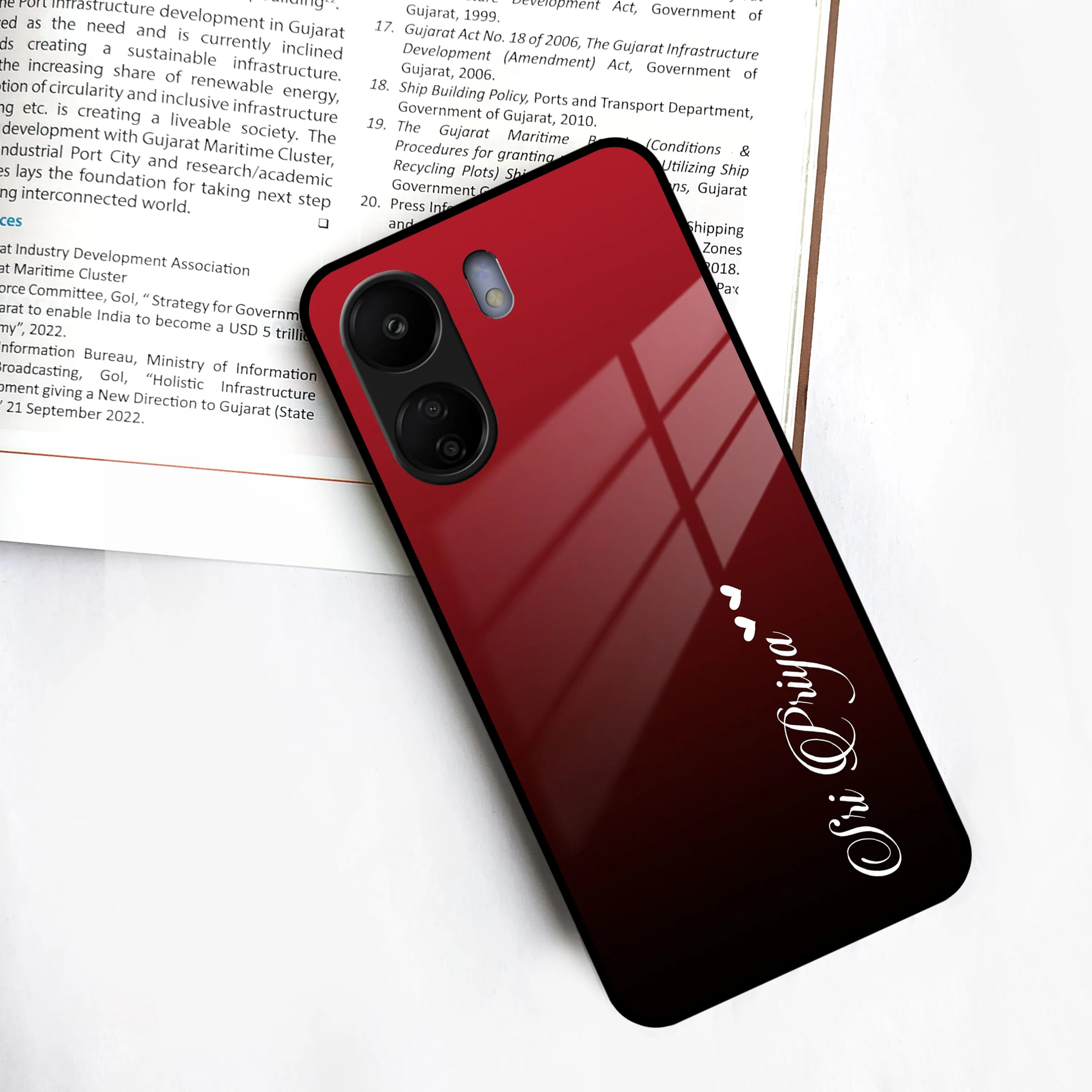 Customize Name Gradient Glass Case Cover Red Wine For Redmi/Xiaomi