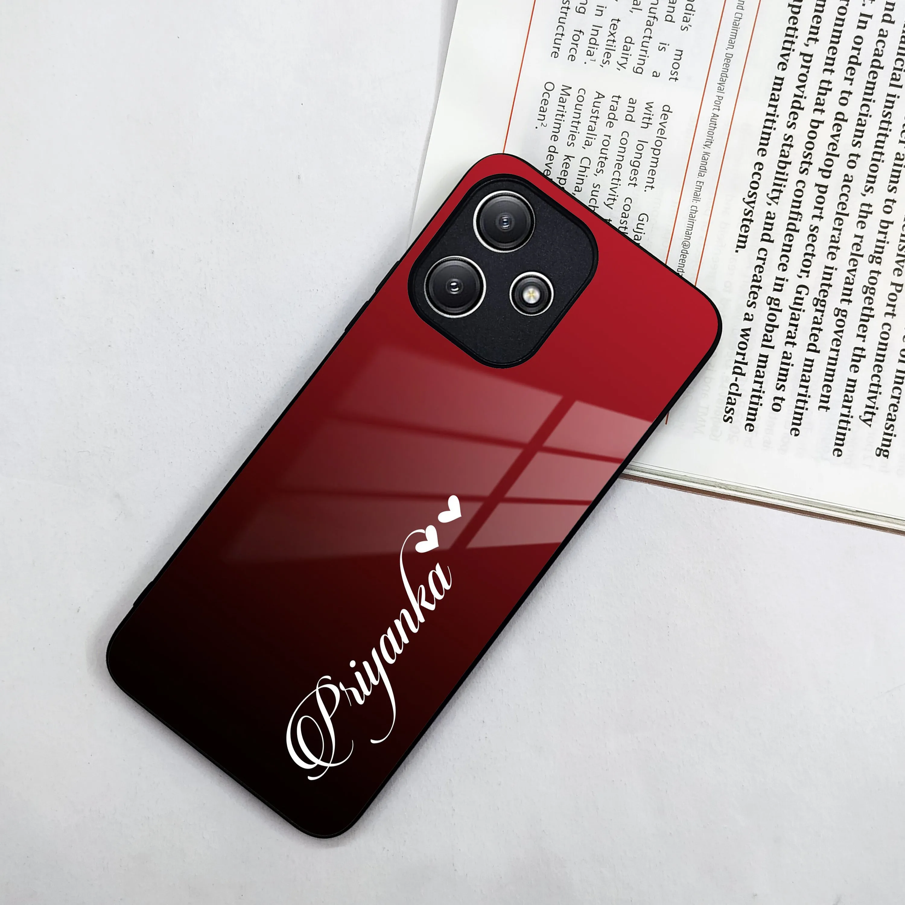 Customize Name Gradient Glass Case Cover Red Wine For Redmi/Xiaomi