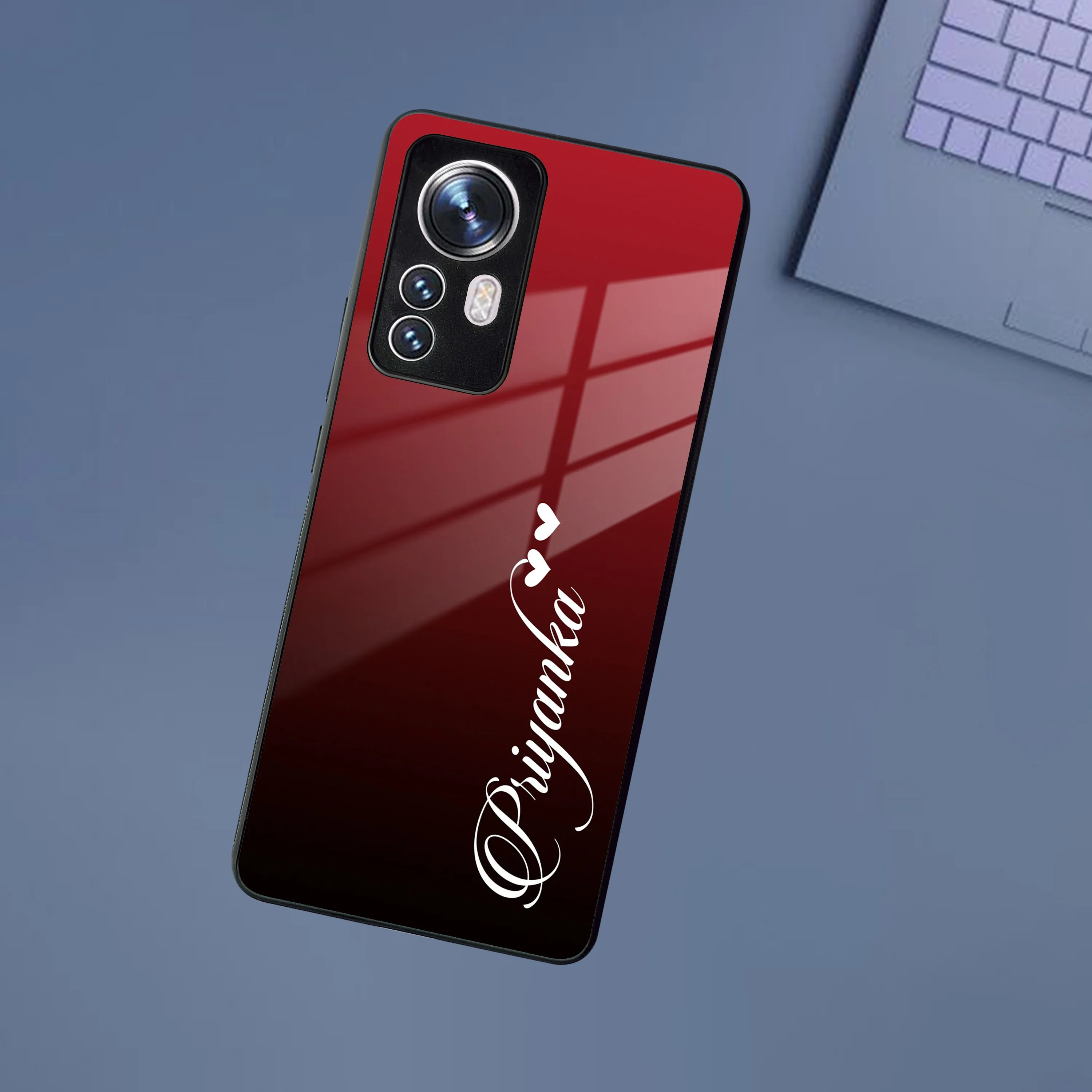 Customize Name Gradient Glass Case Cover Red Wine For Redmi/Xiaomi