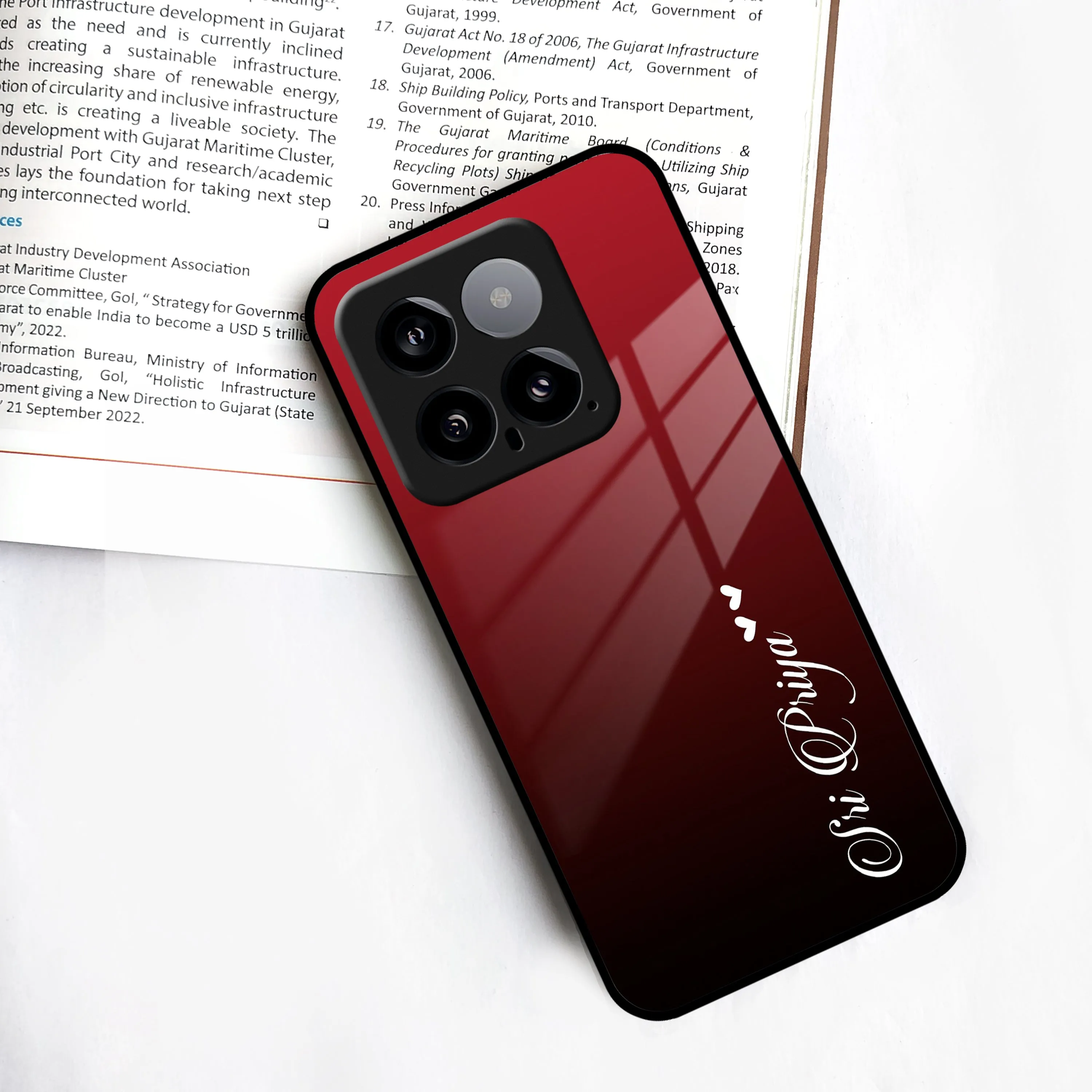 Customize Name Gradient Glass Case Cover Red Wine For Redmi/Xiaomi
