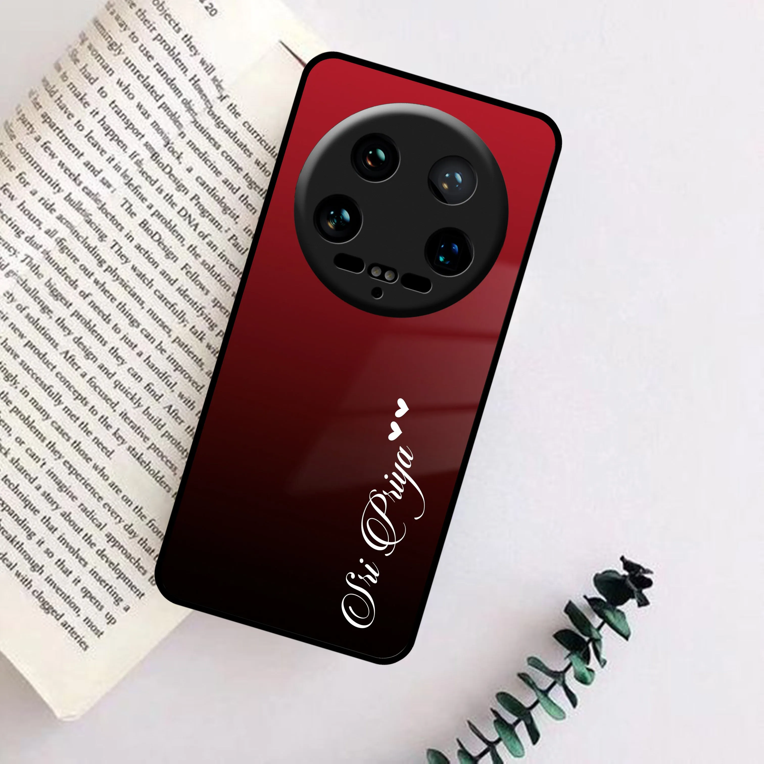 Customize Name Gradient Glass Case Cover Red Wine For Redmi/Xiaomi