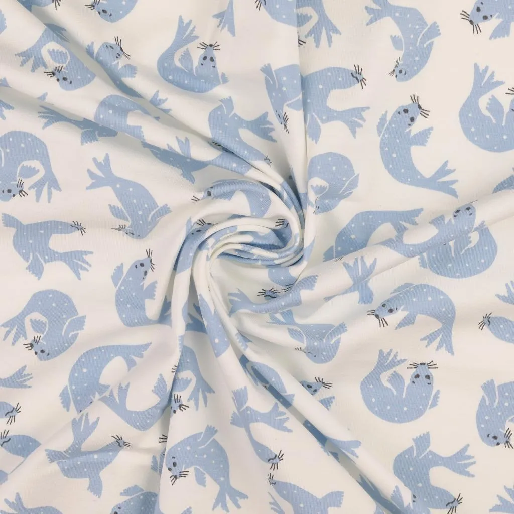 Cute Seals Organic Cotton Jersey Fabric