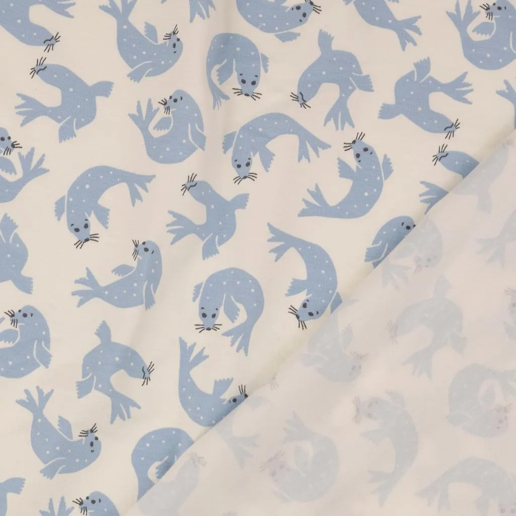 Cute Seals Organic Cotton Jersey Fabric