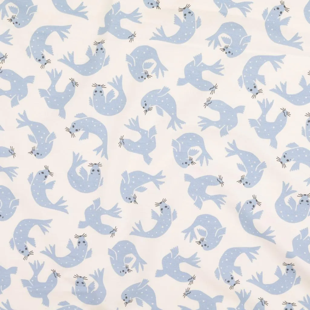Cute Seals Organic Cotton Jersey Fabric