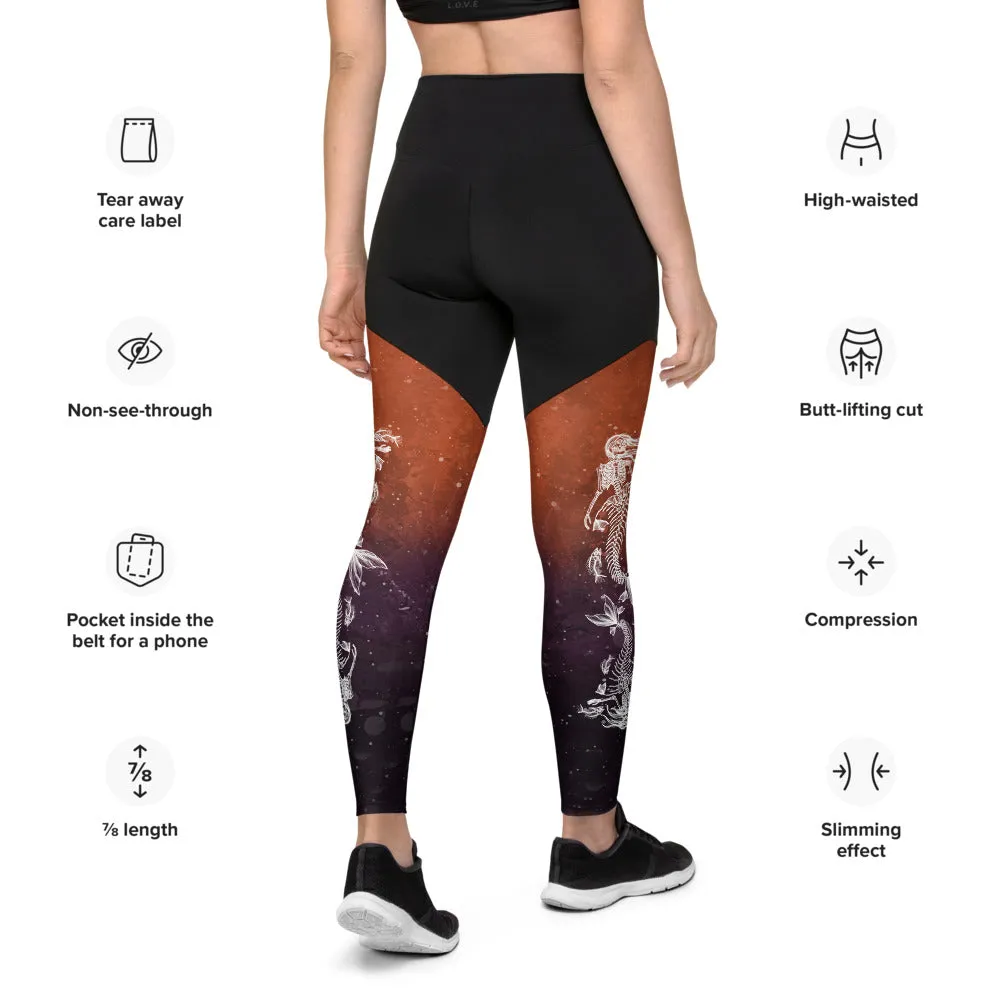 Deadly Depths: Halloween Edition Sports Leggings