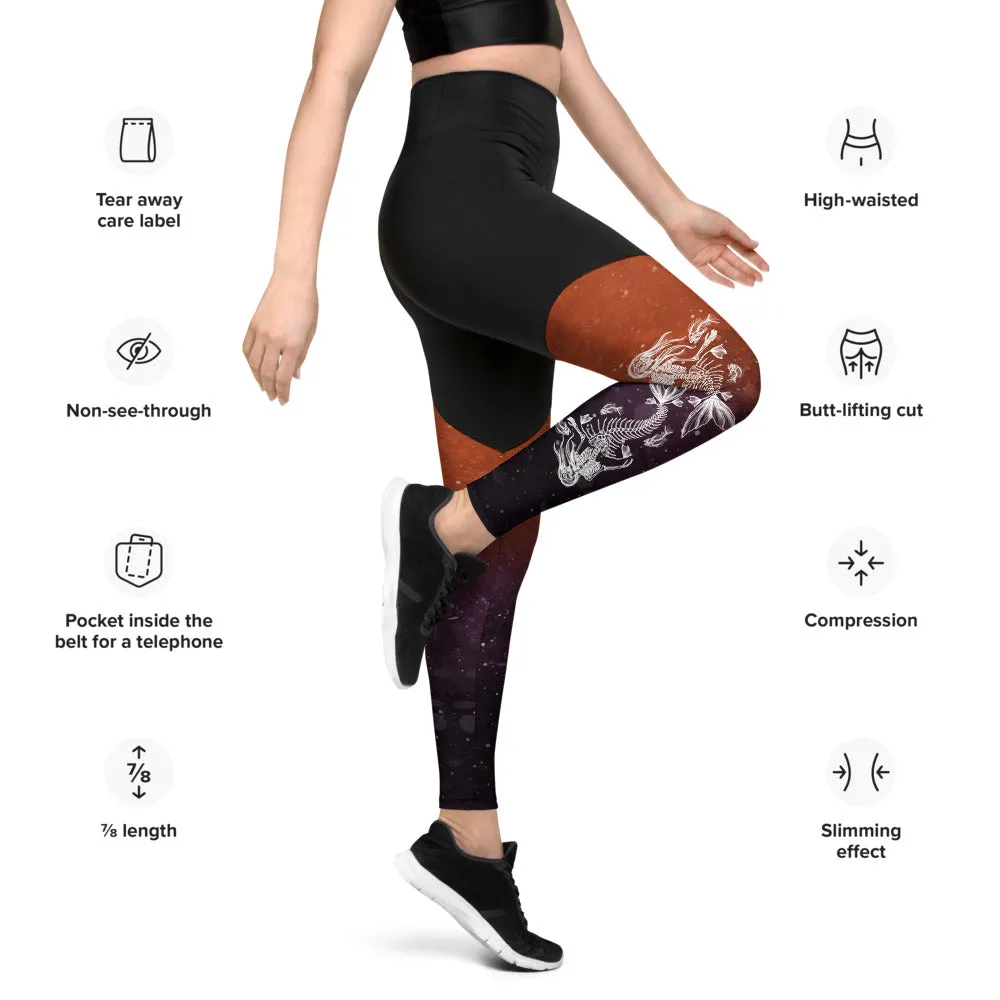 Deadly Depths: Halloween Edition Sports Leggings