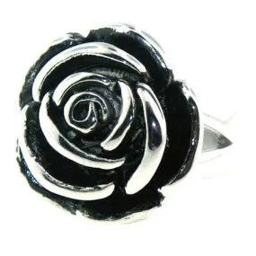 Detailed Rose Stainless Steel Polished Ring / SCR3027