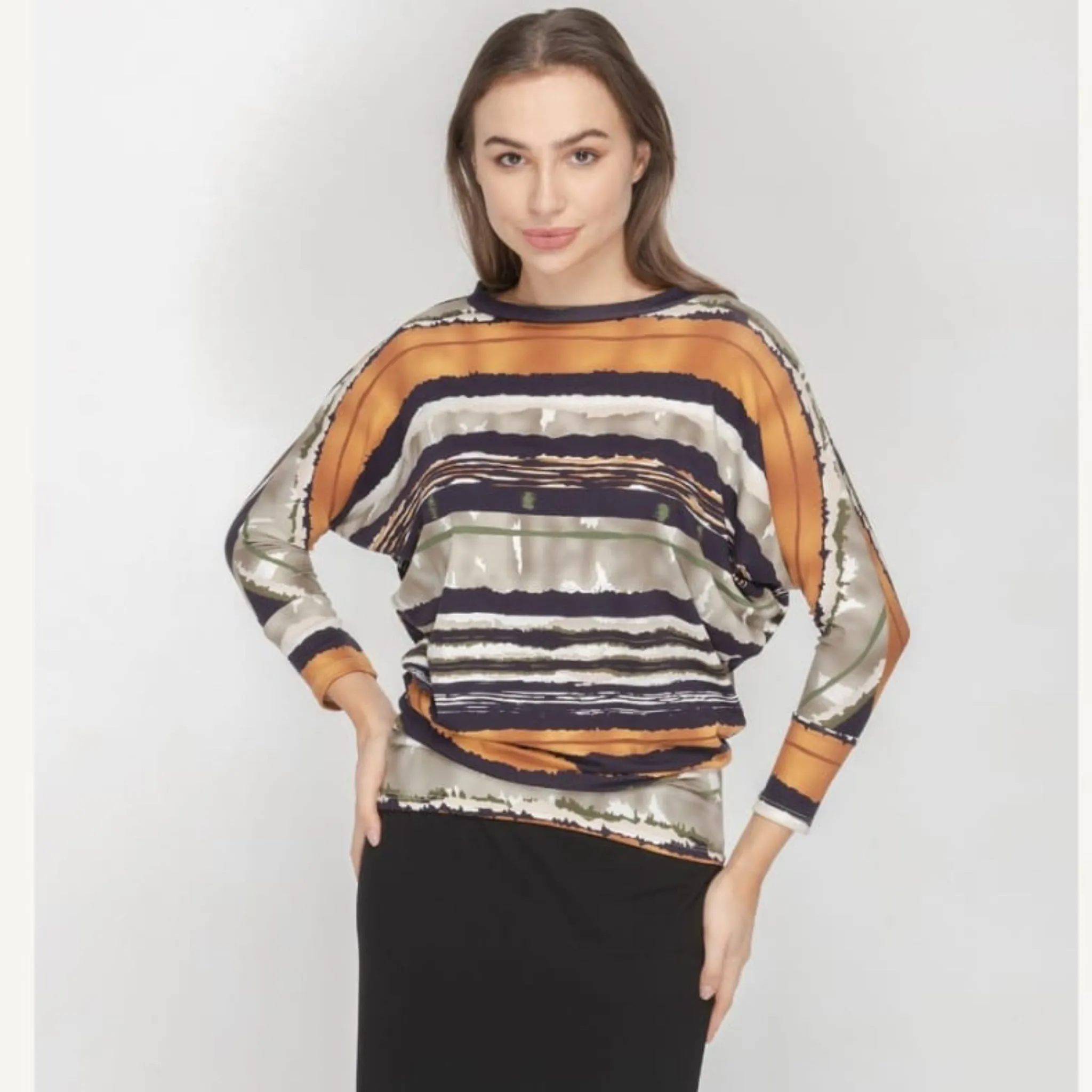 Dolman Top by KMW Jungle Stripe