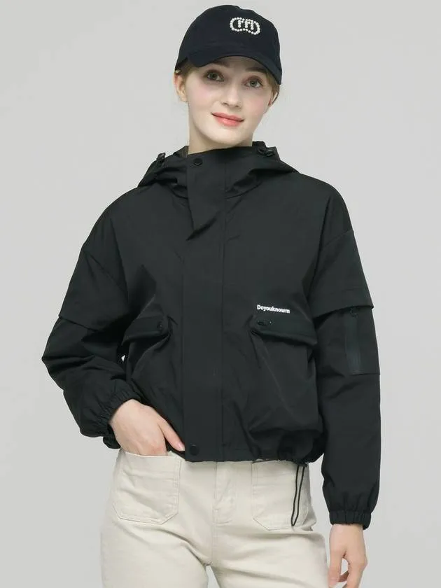 Doyou Know MC Women s Hooded Anorak Life Waterproof Functional Loose Fit Black Wind Jumper DO6242WB24 2