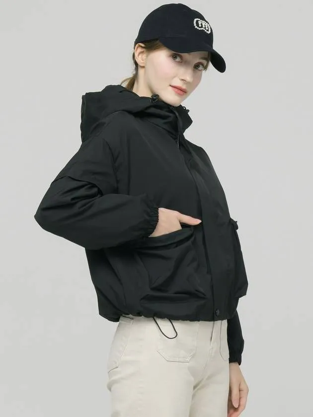 Doyou Know MC Women s Hooded Anorak Life Waterproof Functional Loose Fit Black Wind Jumper DO6242WB24 2