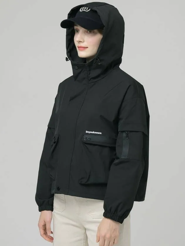 Doyou Know MC Women s Hooded Anorak Life Waterproof Functional Loose Fit Black Wind Jumper DO6242WB24 2